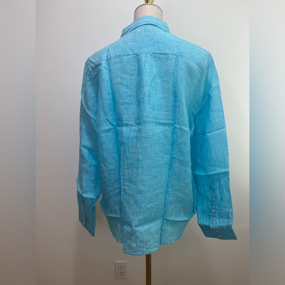 UNTUCKit NWT Aqua Linen Button Down - Picture 6 of 7